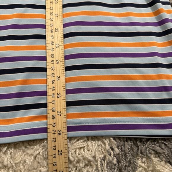 Walter Hagen Golf Shirt L Blue Stripe Polo Short Sleeve Poly Stretch - Picture 7 of 8